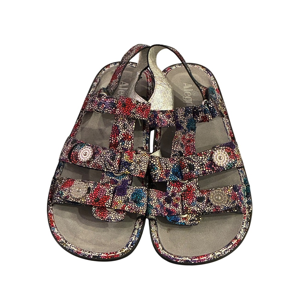 Alegria Verona Sandals Multicolor Mosaic Dot Adjustable Straps Womens Size 38